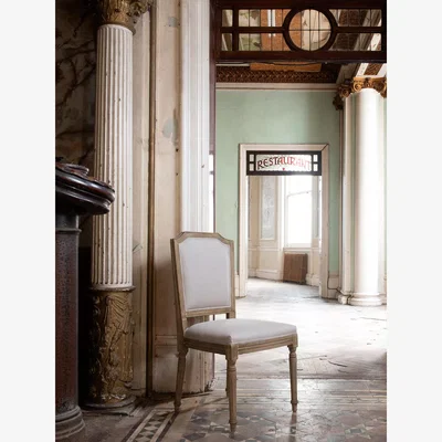 John Lewis One.World St James Linen & Carved Oak Wood Dining Chair