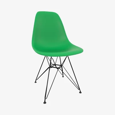 John Lewis Vitra Eames DSR Side Chair, Black Metal Leg, Classic Green