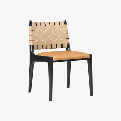 John Lewis west elm Dunham Dining Chair, Sesame/Black
