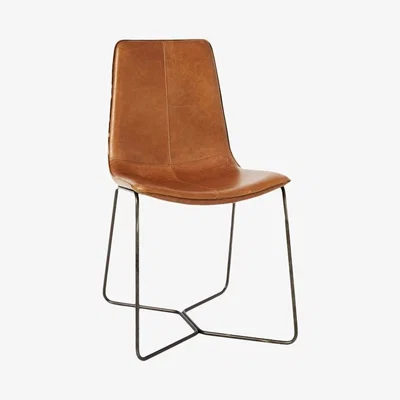 John Lewis west elm Slope Leather Dining Chair, Brown