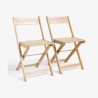 John Lewis John Lewis ANYDAY Acacia Wood Foldable Garden Dining Chairs, Set of 2, Natural