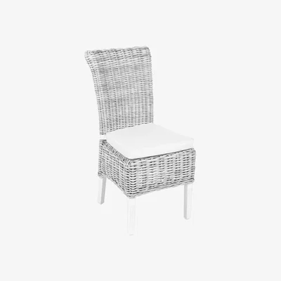 Knees Wilton Wicker Chairs with Cushion - White Wash (2 Pack)