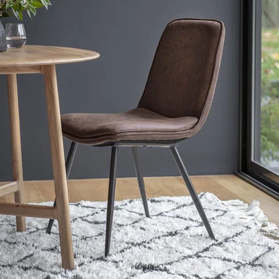 Knees Eddie Faux Leather Dining Chair - Brown (Set of 2)