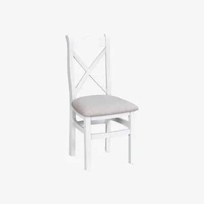 Knees Terranostra Upholstered Cross Back Chairs - Old white (2 Pack)