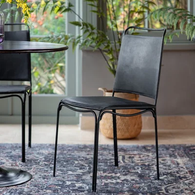 Knees Statham Leather Dining Chair - Black (Set of 2)