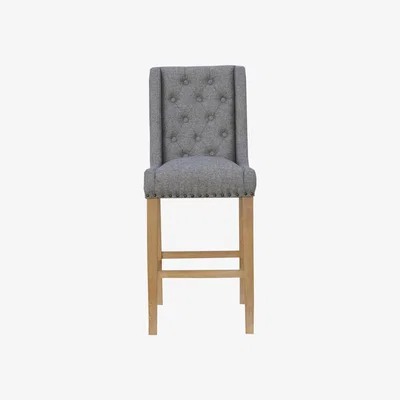 Knees Cantina Button Back Stool - Light Grey