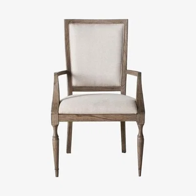 Knees Ivy Mindy Ash Upholstered Armed Dining Chair