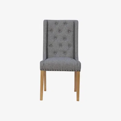 Knees Caro Button Back and Studded Dining Chairs  - Light Grey (2 Pack)