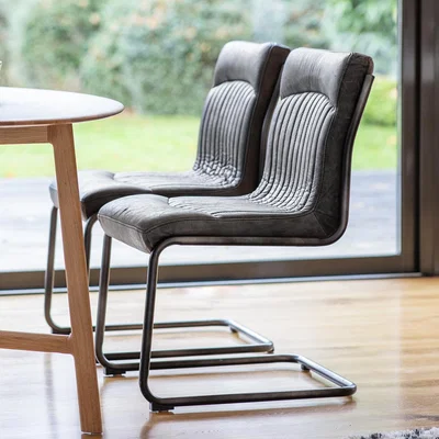 Knees Carter Leather Dining Chair - Antique Ebony Black