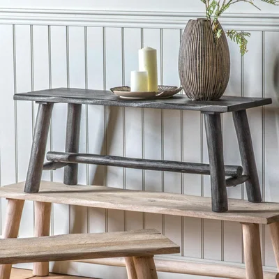 Knees Portland 110cm Rustic Mango Wood Dining Bench - Grey