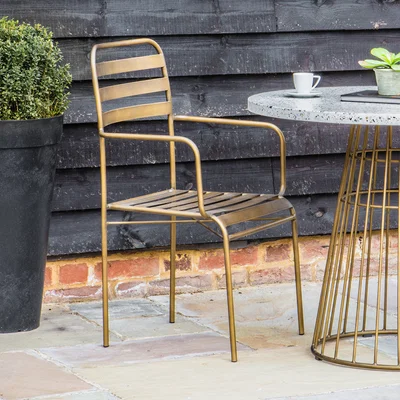 Knees Donny Metal Dining Arm Chair - Bronze (Set of 2)