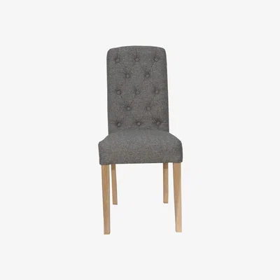 Knees Cassia Button Back Upholstered Chairs  - Dark Grey (2 Pack)
