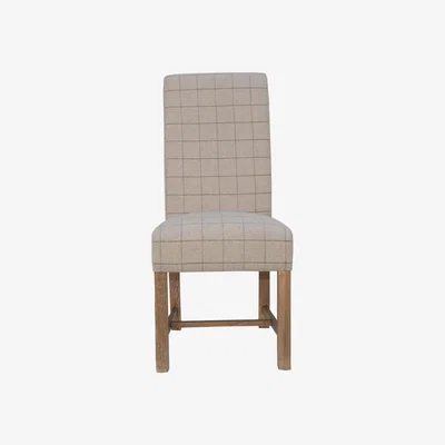 Knees Capri Woolen Upholstered Chairs - Check Natural (2 Pack)