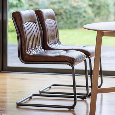 Knees Carter Leather Dining Chair - Brown