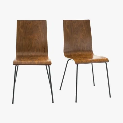 La Redoute Bimat retro Walnut Veneer Chairs (Set of 2)