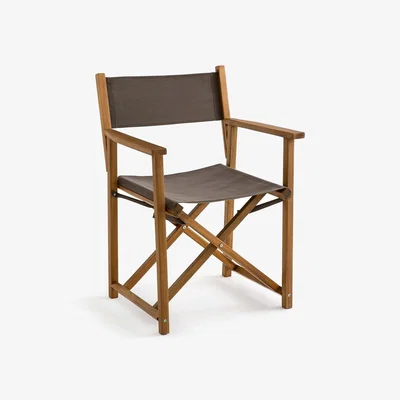 La Redoute Acacia and Canvas Folding Table Armchair Alfred