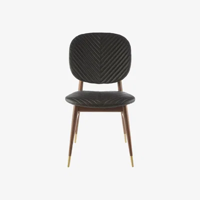 La Redoute Leather Dining Chair with Wooden Legs