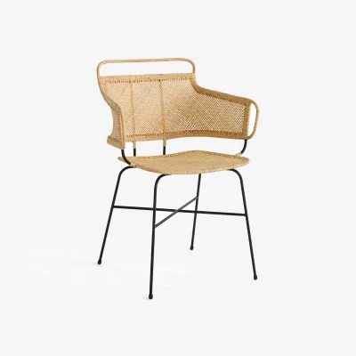 La Redoute Théophane Metal & Rattan Dining Armchair, designed by E.Gallina