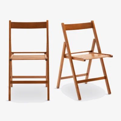 La Redoute Set of 2 Yoann Folding Chairs in Solid Beech