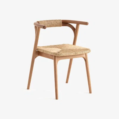 La Redoute Fermyo Oak & Straw Table Armchair