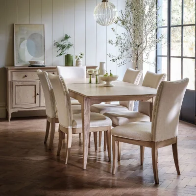 La Redoute Toulon Oak & Linen Upholstered Dining Chairs (Set of 2)