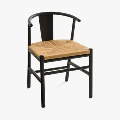 La Redoute Kirsti Scandi-Style Birch Chair with Woven Seat