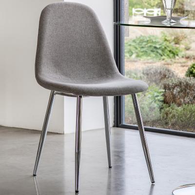 La Redoute Guston Minimalist Upholstered Dining Chair with Chrome Legs (Set of 2)