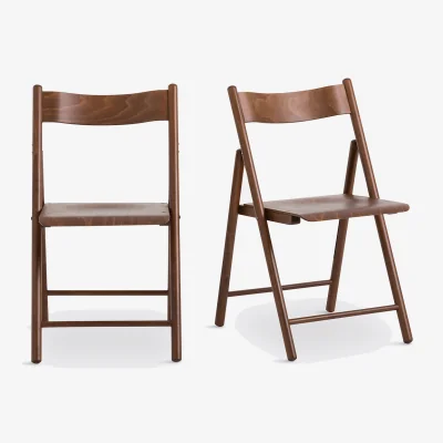 La Redoute Set of 2 Panni Folding Chairs in Beech and Veneer