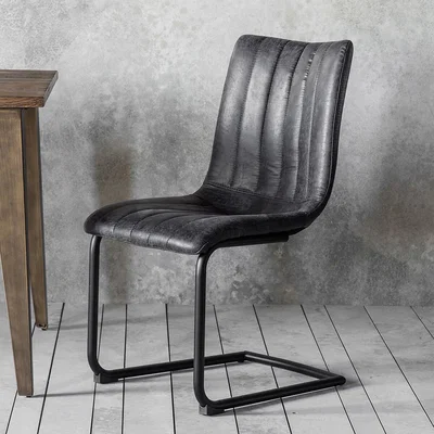 La Redoute Darcy Retro Leather Cantilever Dining Chairs (Set of 2)