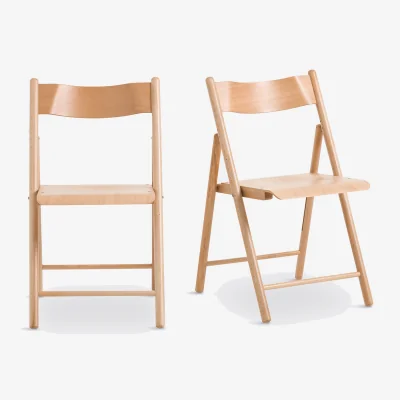 La Redoute Set of 2 Panni Folding Chairs in Beech and Veneer
