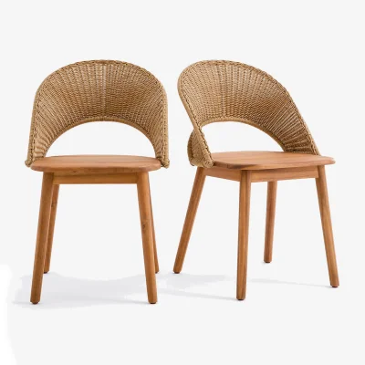 La Redoute Set of 2 Elisole Solid Acacia Garden Chairs