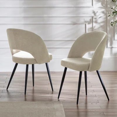 La Redoute Eleanor Chenille Upholstered Dining Chairs (Set of 2)