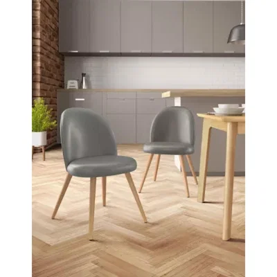 Marks & Spencer M&S Set of 2 Nord Faux Leather Dining Chairs - Grey, Grey