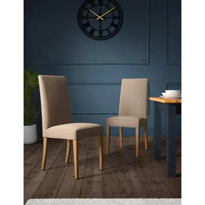 Marks & Spencer M&S Set of 2 Alton Checked Dining Chairs - Natural, Natural