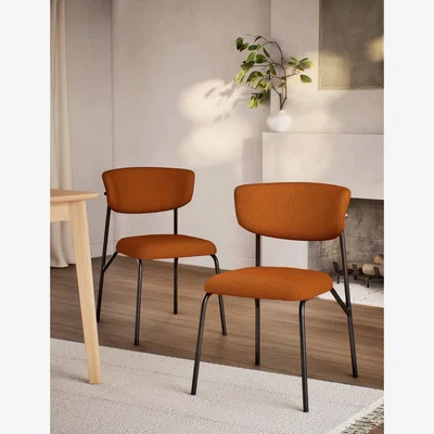 Marks & Spencer M&S Set of 2 Lucas Bouclé Dining Chairs - Terracotta, Terracotta