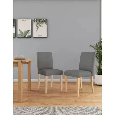 Marks & Spencer M&S Set of 2 Milton Plain Dining Chairs - Grey, Grey