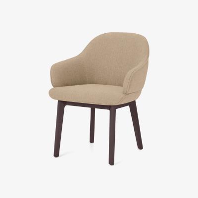 Made.com Erdee Carver Dining Chair, Soft Beige Weave with Dark Stain Legs