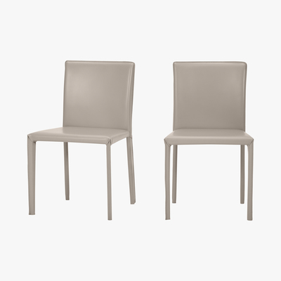 Made.com Calcott Set of 2 Dining Chairs, Putty Grey PVC