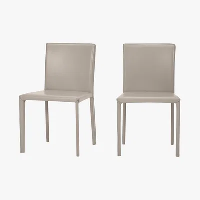 Made.com Calcott Set of 2 Dining Chairs, Putty Grey PVC