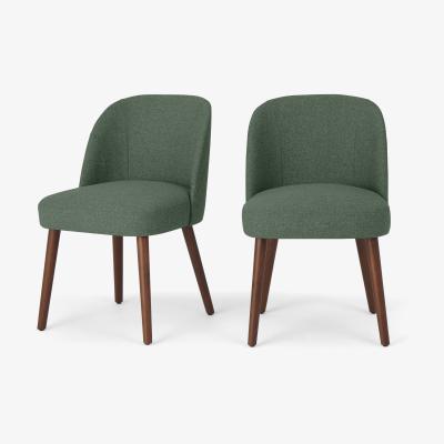 Made.com Swinton Set of 2 Dining Chairs, Darby Green with Dark Stain Legs
