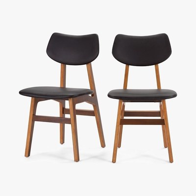 Made.com Jacob - Set of 2 Jacob Dining Chairs, Coal Black and Walnut