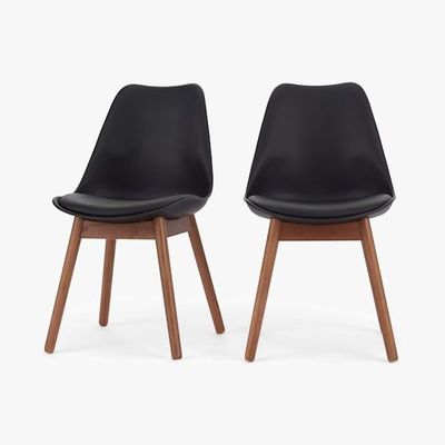Made.com Thelma - Set of 2 Thelma Dining Chairs, Dark Stain Oak and Black