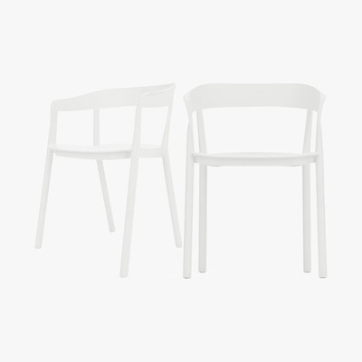 Made.com Elsie - Set of 2 Elsie Stackable Dining Chairs, White