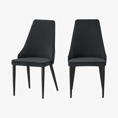 Made.com Julietta Set of 2 Dining Chairs, Lead Grey Velvet