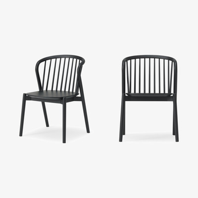 Made.com Tacoma Set of 2 Dining Chairs, Charcoal Black