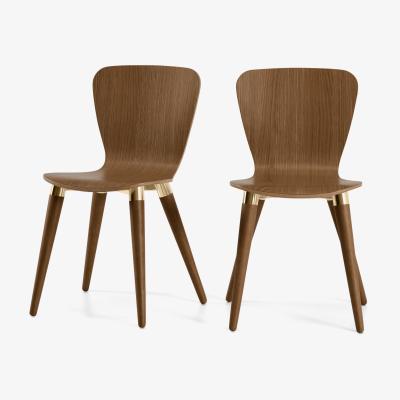 Made.com Set of 2 Edelweiss Dining Chairs, Walnut and Brass