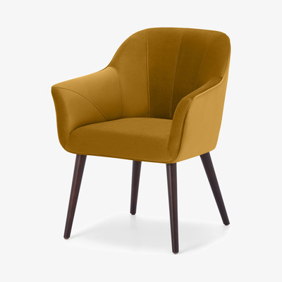 Made.com Fordell Carver Dining Chair, Mustard Velvet