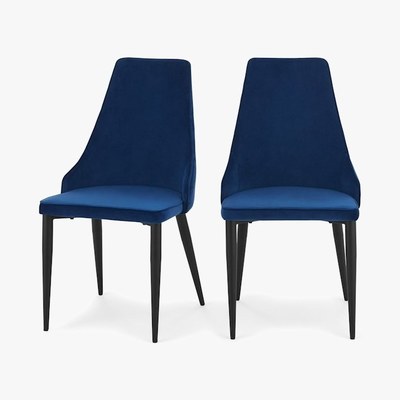 Made.com Julietta - Set of 2 Julietta Dining Chairs, Electric Blue Velvet