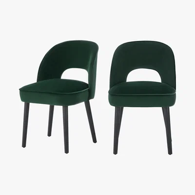 Made.com Set of 2 Rory Dining Chairs, Pine Green Velvet