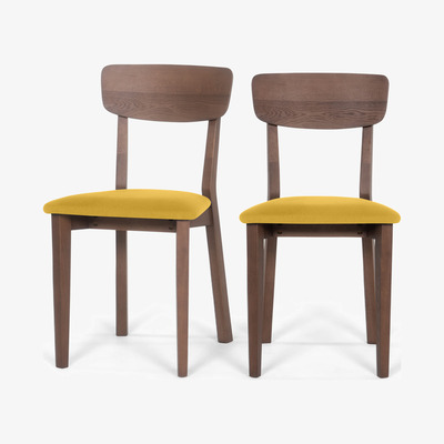 Made.com Jenson Set of 2 Dining Chairs, Yellow & Dark Stain Oak